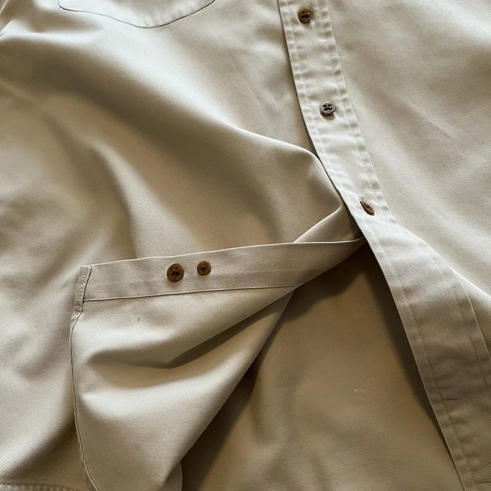 Vintage Gap Light Khaki Button Up Shirt Men's‎ L Utility Pockets Casual Workwear